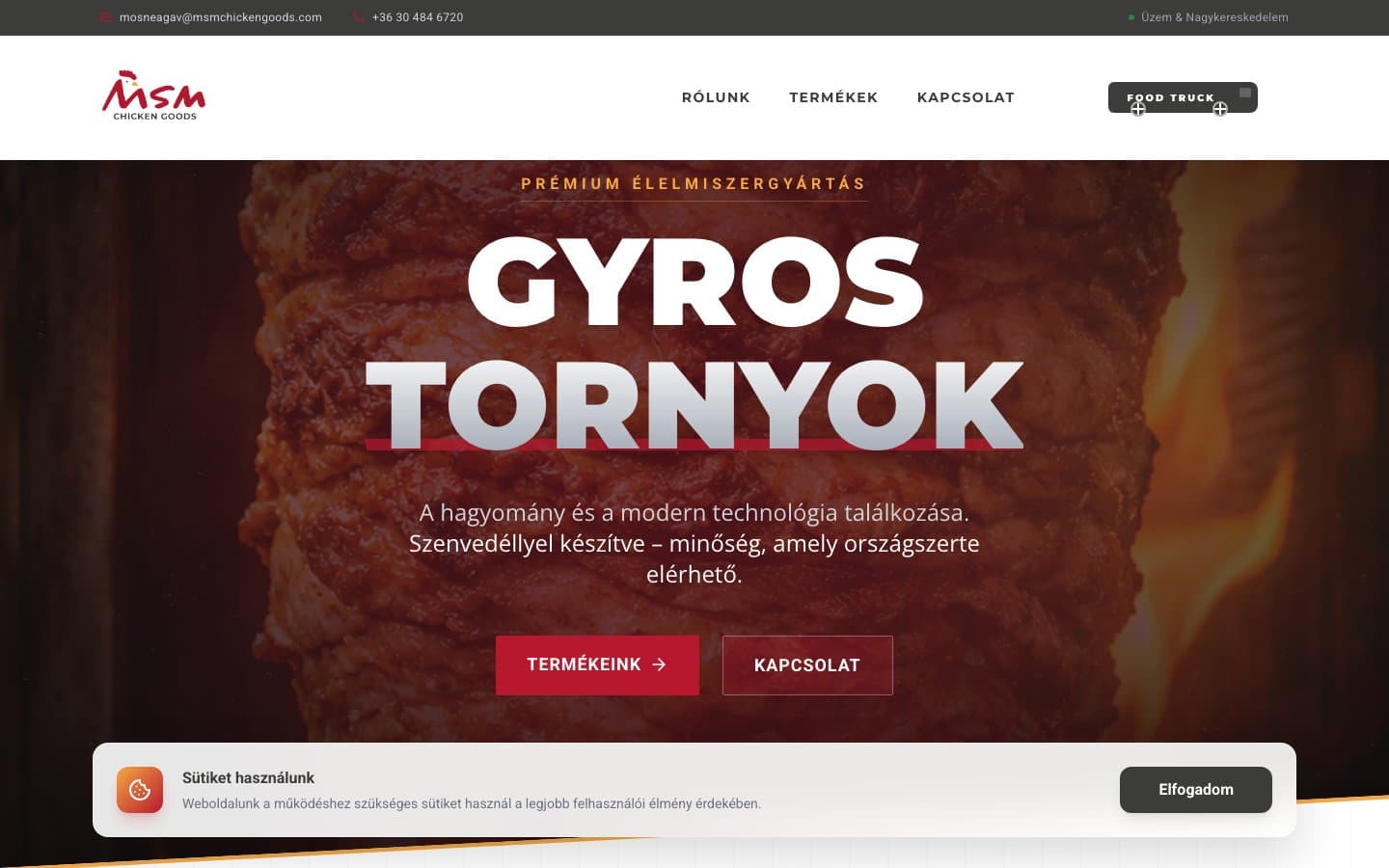 Az MSM Chicken Goods weboldala